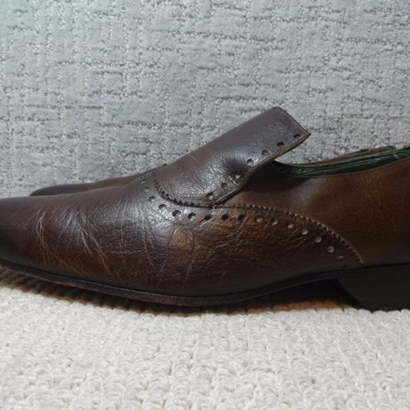 Blackline Jeffery West Mens Size EU 44 US 11 Brown Leather Slip on Brogue Shoes - Picture 2 of 12
